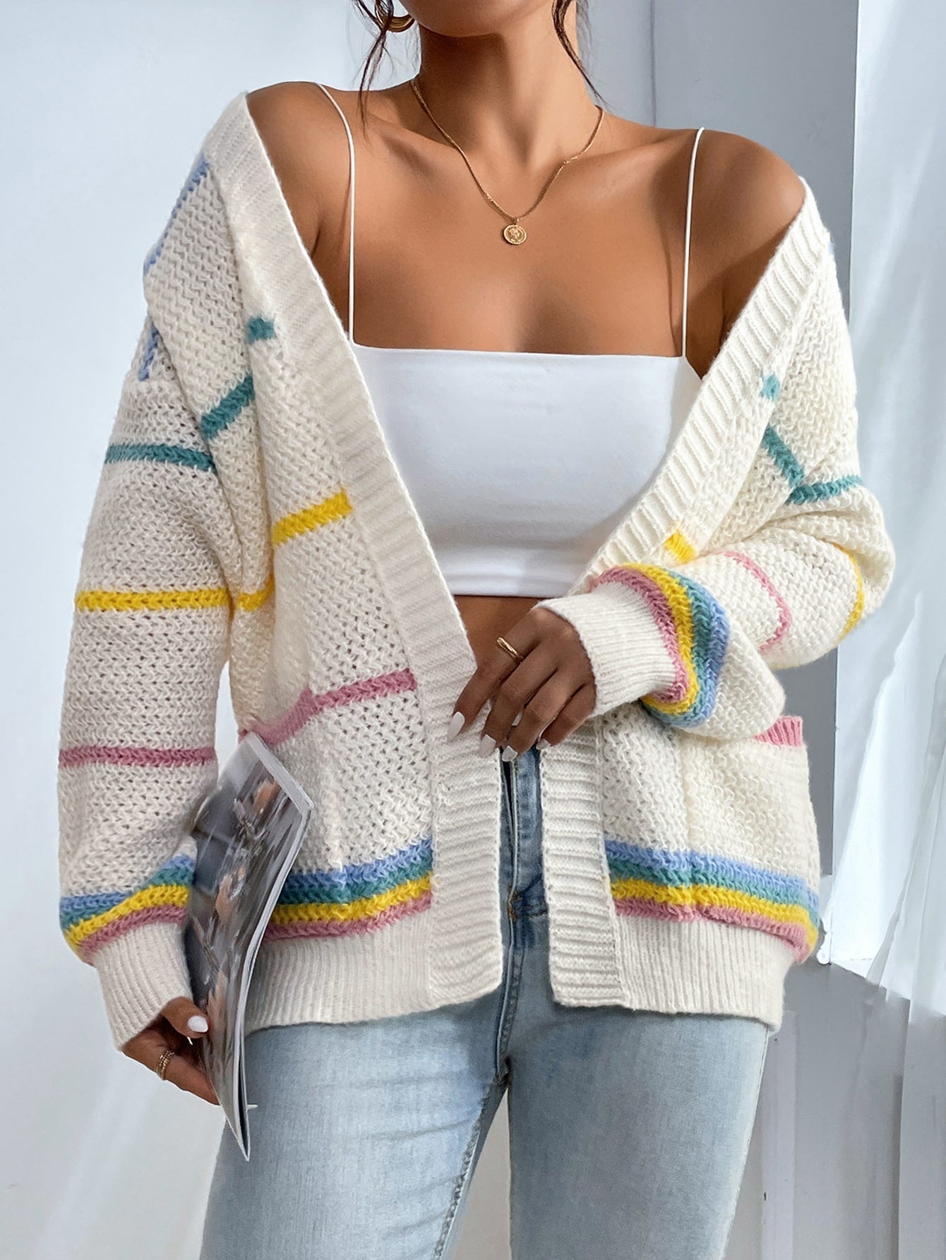 Cardigan Loise Espanador Listrado Ombro caído - OUTONO/INVERNO 2023