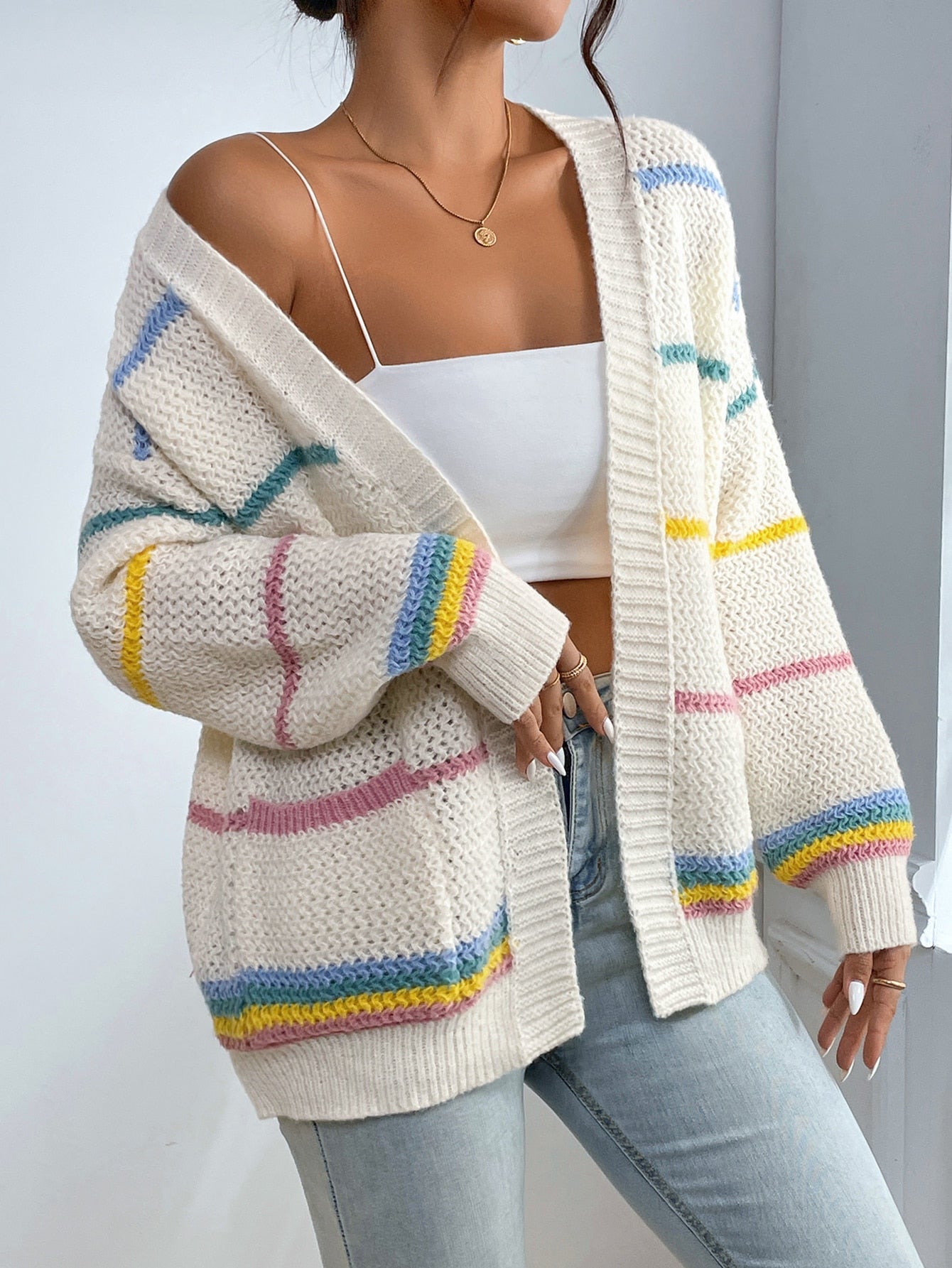 Cardigan Loise Espanador Listrado Ombro caído - OUTONO/INVERNO 2023