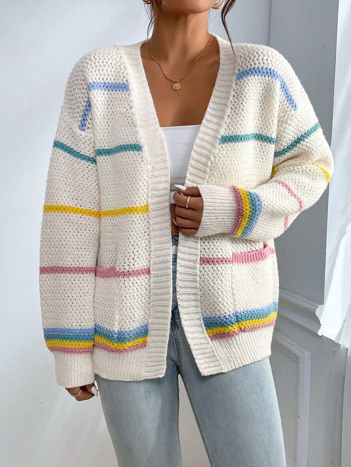 Cardigan Loise Espanador Listrado Ombro caído - OUTONO/INVERNO 2023