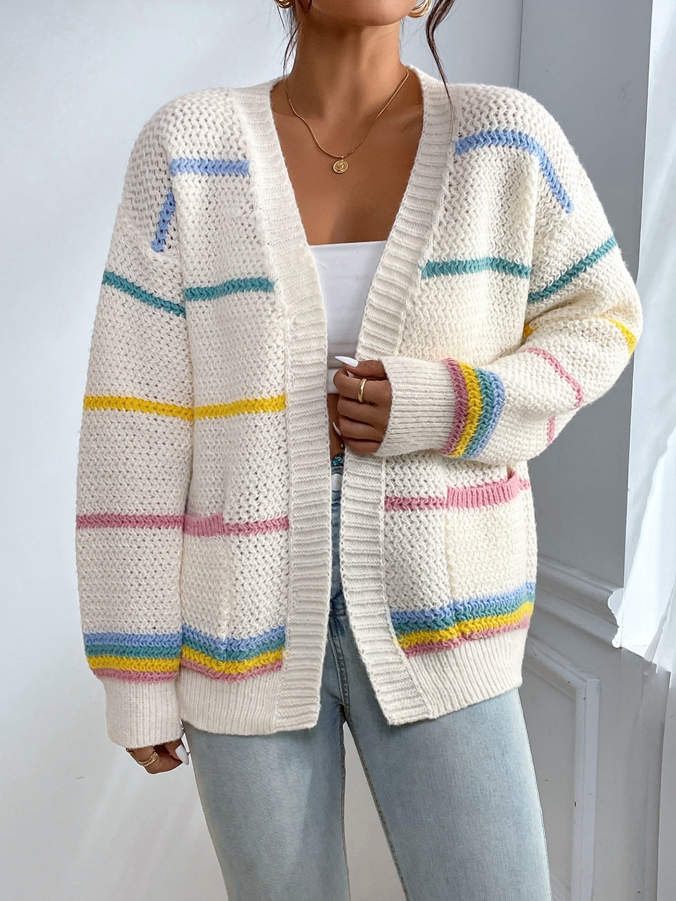 Cardigan Loise Espanador Listrado Ombro caído - OUTONO/INVERNO 2023